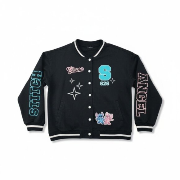 Disney Stitch & Angel Ladies Black Letterman Style Jacket Size L - Picture 3 of 5